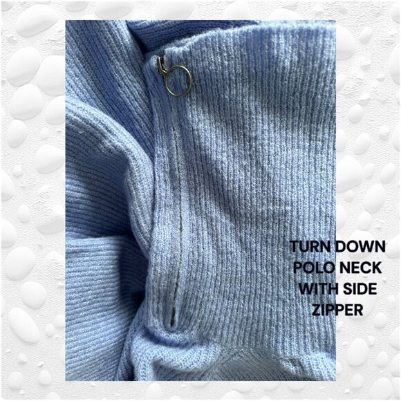 TRIBEKKA 44 PLUS SIZES - COZY BABY BLUE POLO WITH ZIPPER - NWT - Picture 4 of 5